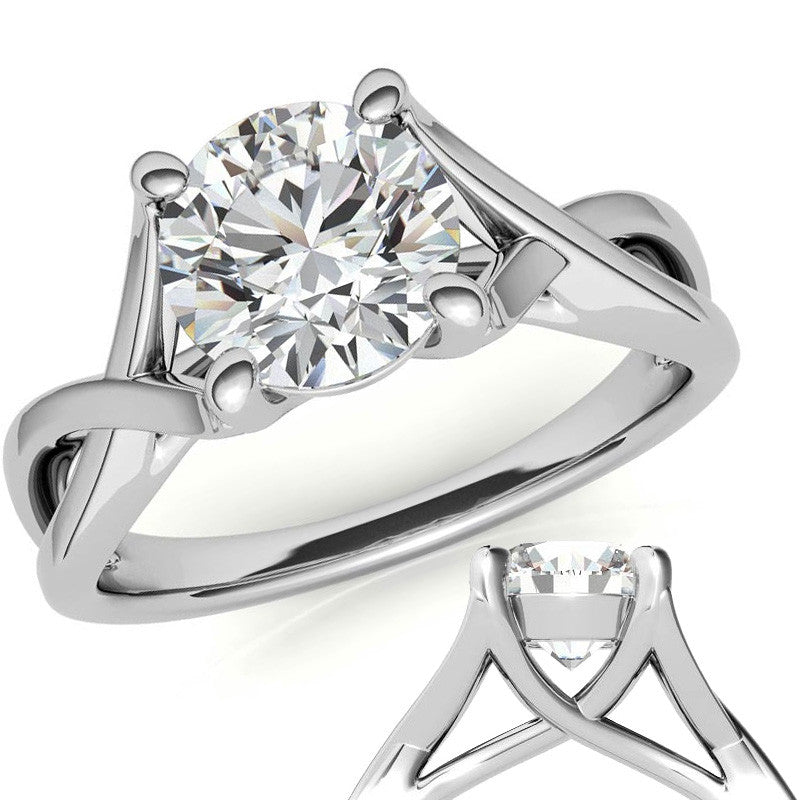 Round Trellis Split Shank Solitaire Ring