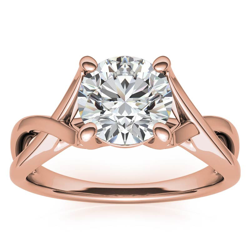 Round Trellis Split Shank Solitaire Ring