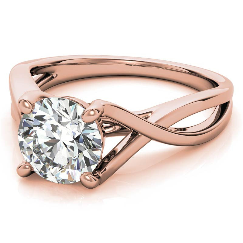 Round Trellis Split Shank Solitaire Ring