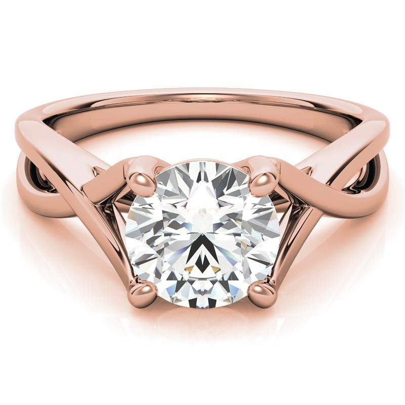 Round Trellis Split Shank Solitaire Ring
