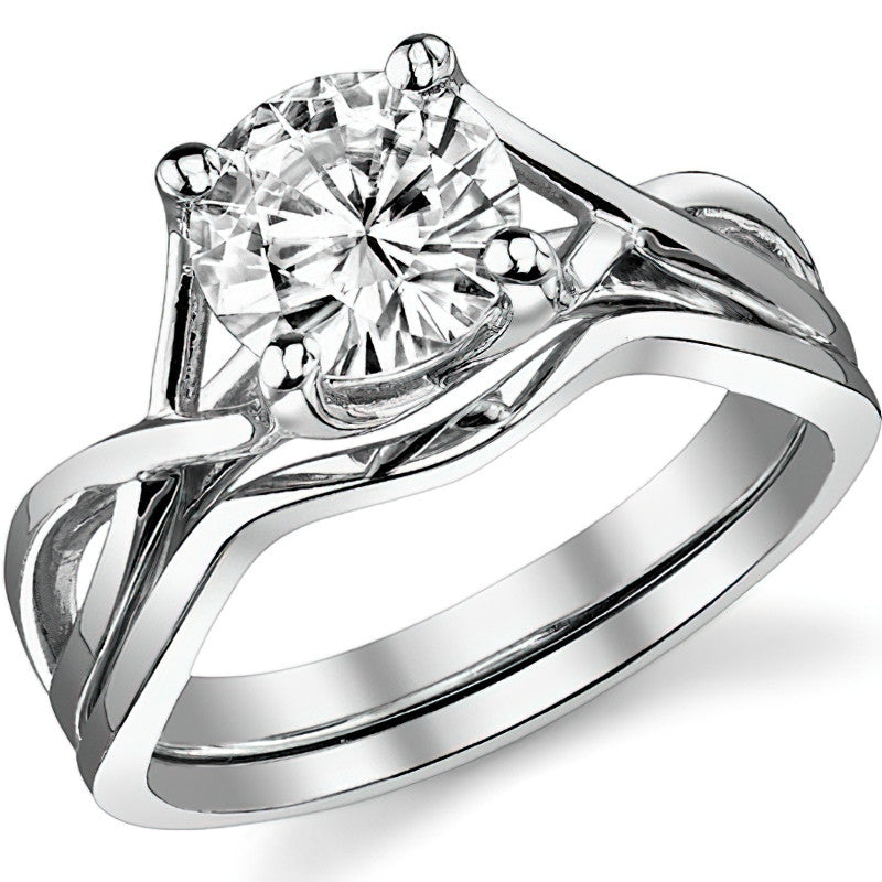 Round Trellis Split Shank Solitaire Ring
