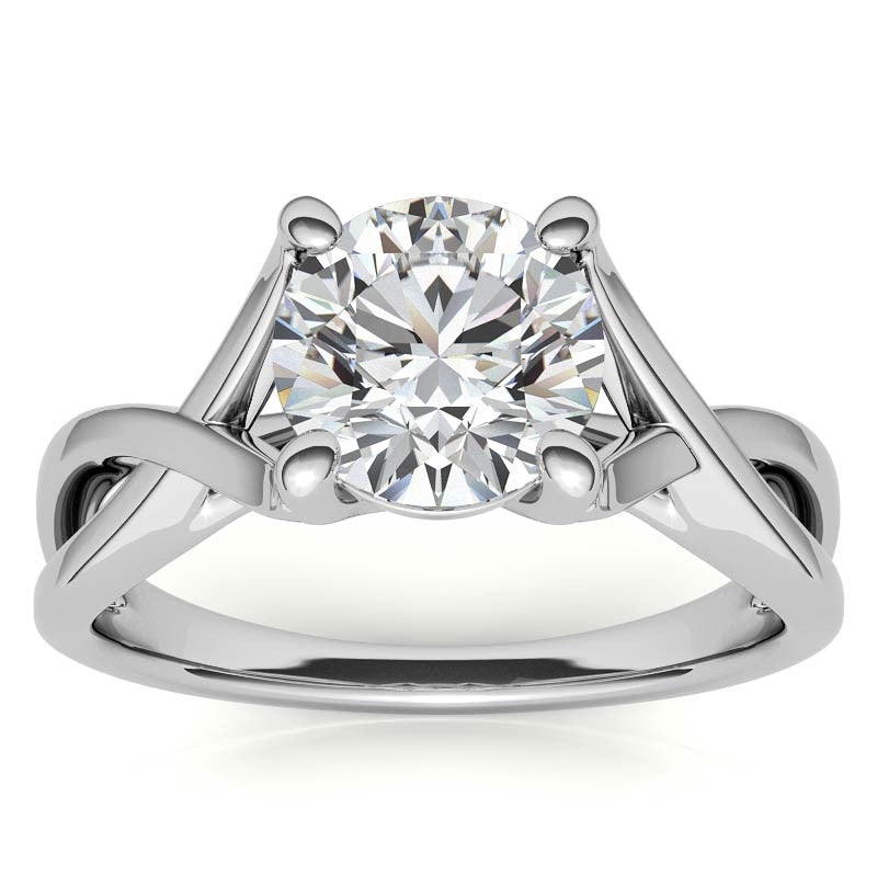 Round Trellis Split Shank Solitaire Ring