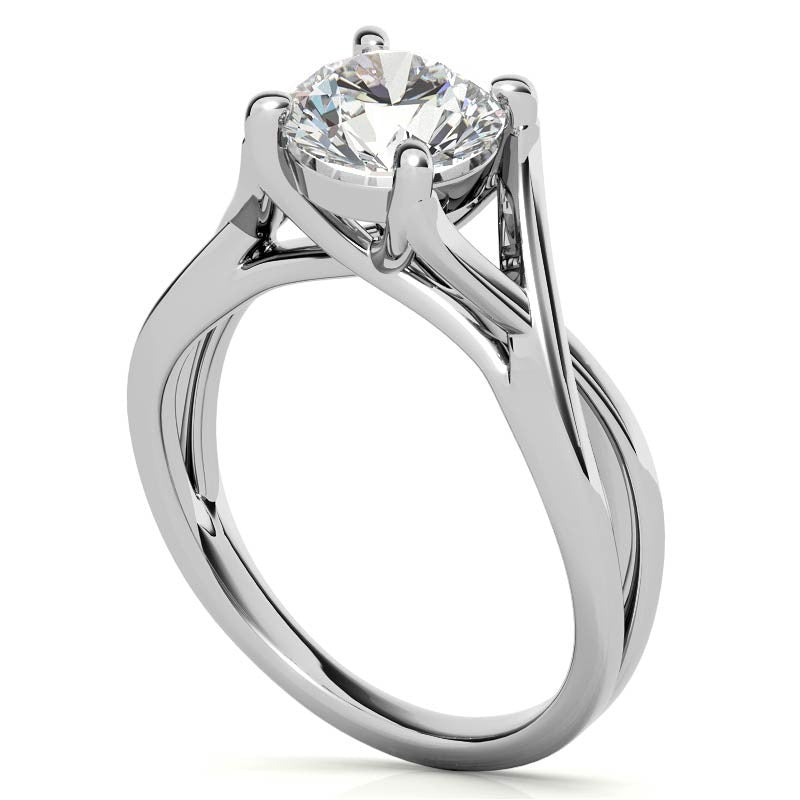 Round Trellis Split Shank Solitaire Ring
