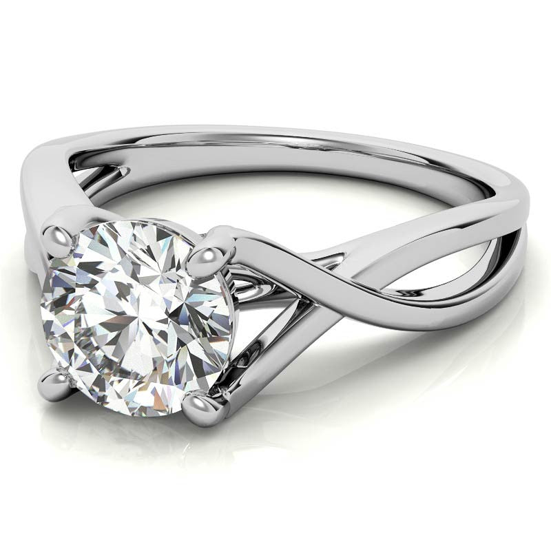 Round Trellis Split Shank Solitaire Ring
