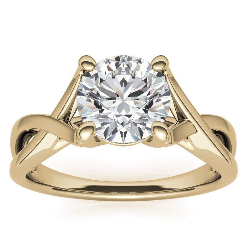 Round Trellis Split Shank Solitaire Ring