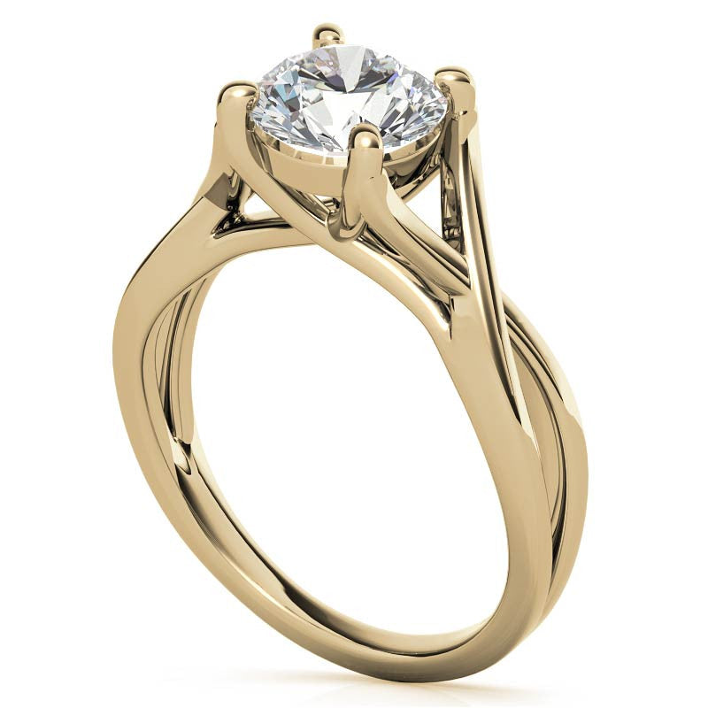 Round Trellis Split Shank Solitaire Ring