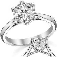 Round Brilliant Moissanite 6-Prong Trellis Solitaire Ring