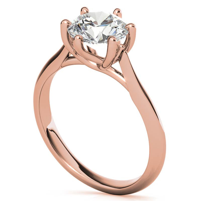 Round Brilliant Moissanite 6-Prong Trellis Solitaire Ring