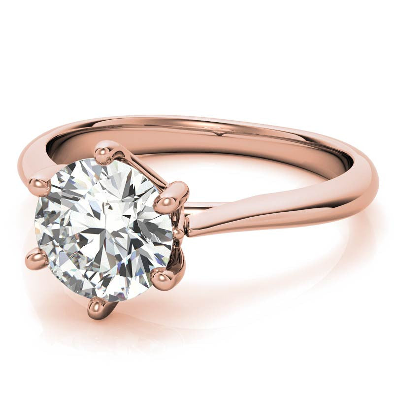 Round Brilliant Moissanite 6-Prong Trellis Solitaire Ring