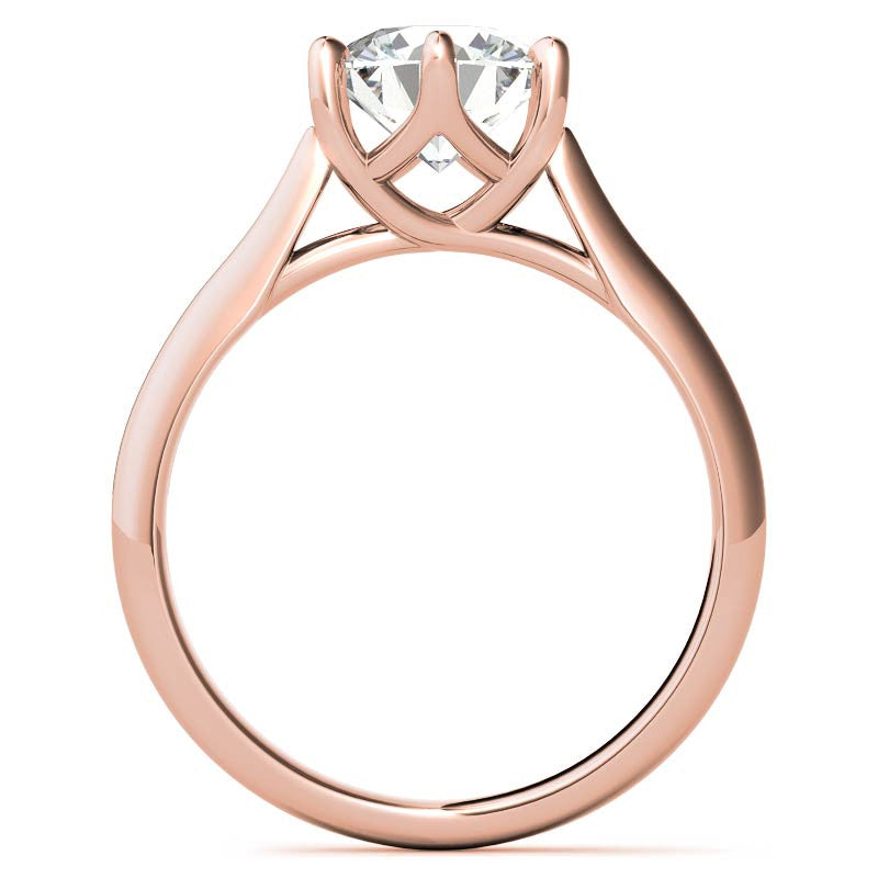 Round Brilliant Moissanite 6-Prong Trellis Solitaire Ring