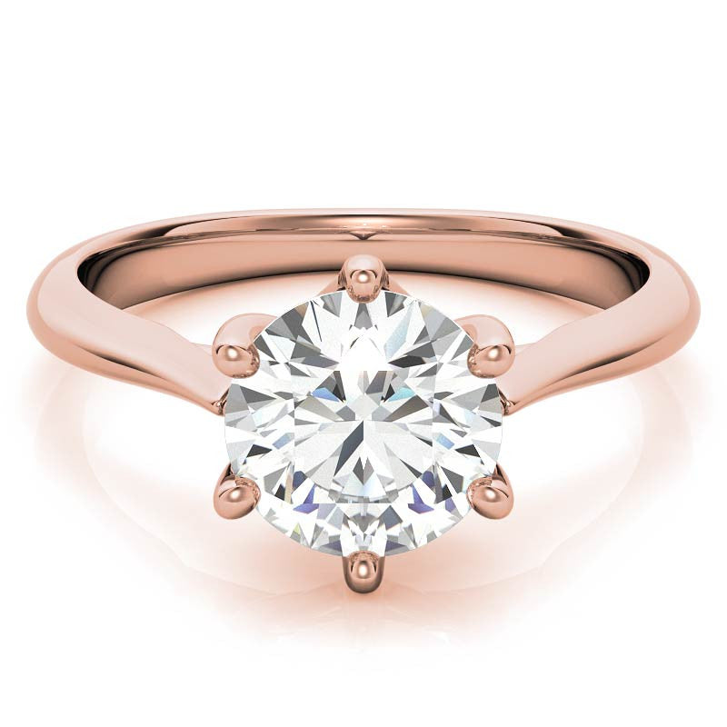 Round Brilliant Moissanite 6-Prong Trellis Solitaire Ring