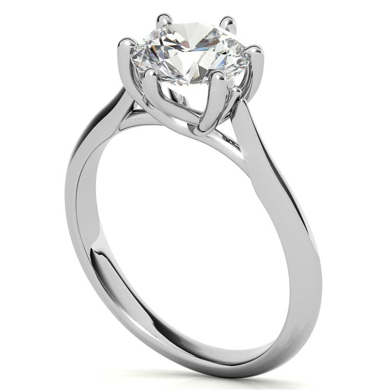 Round Brilliant Moissanite 6-Prong Trellis Solitaire Ring