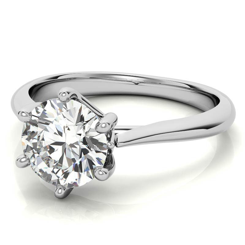 Round Brilliant Moissanite 6-Prong Trellis Solitaire Ring