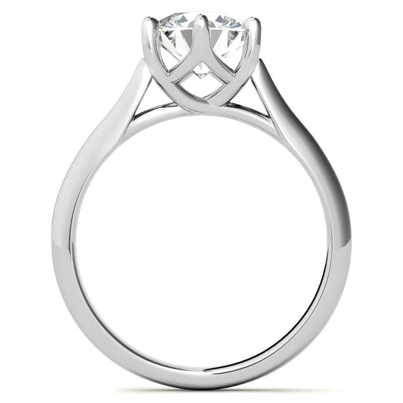 Round Brilliant Moissanite 6-Prong Trellis Solitaire Ring