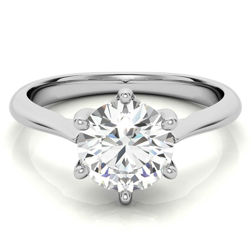 Round Brilliant Moissanite 6-Prong Trellis Solitaire Ring