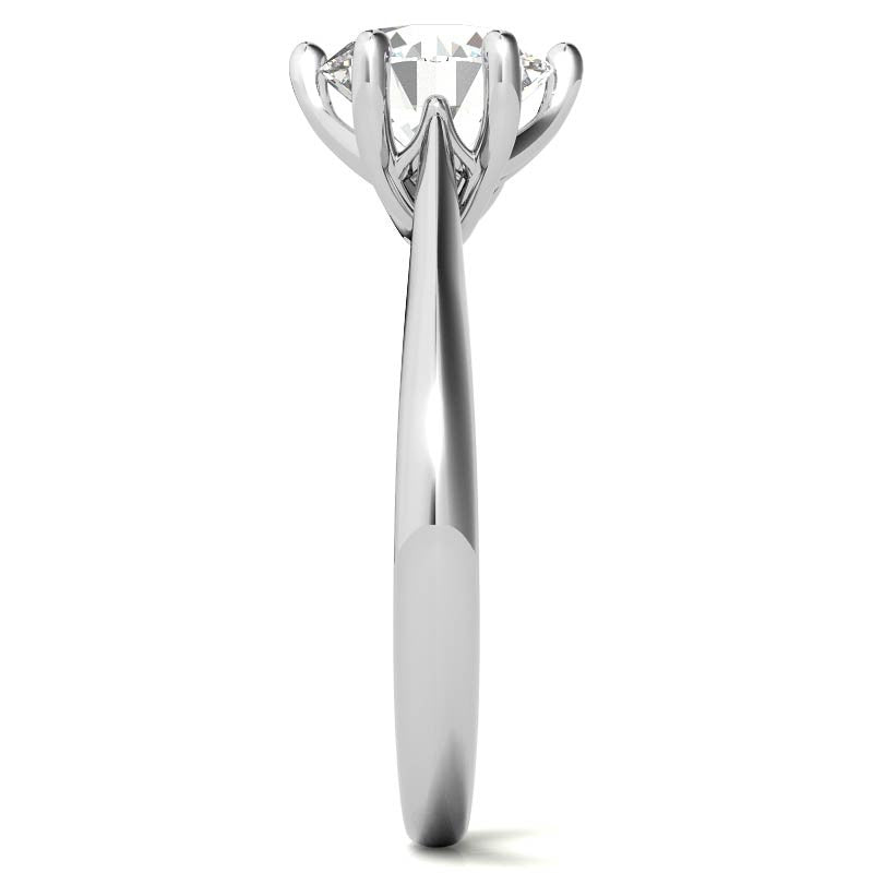 Round Brilliant Moissanite 6-Prong Trellis Solitaire Ring