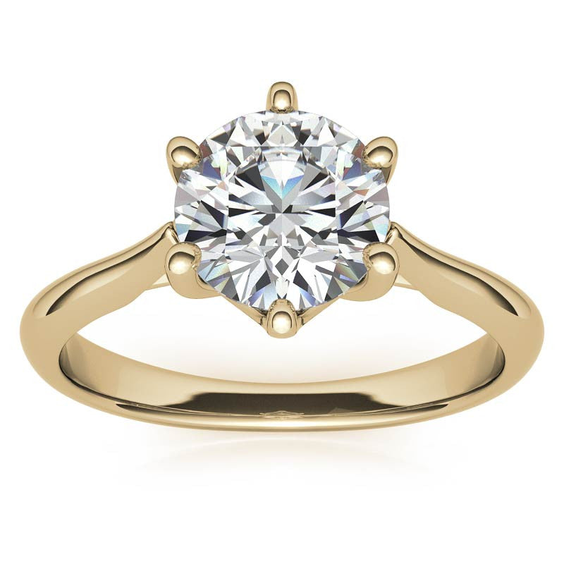 Round Brilliant Moissanite 6-Prong Trellis Solitaire Ring