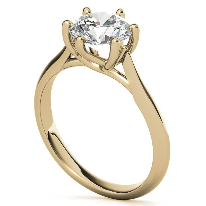 Round Brilliant Moissanite 6-Prong Trellis Solitaire Ring