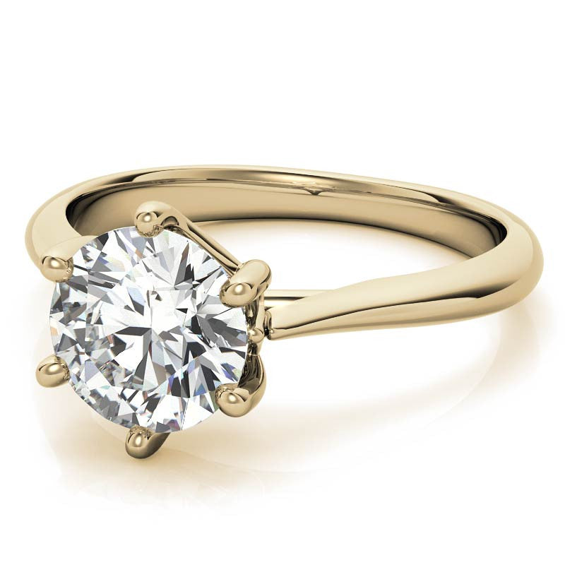 Round Brilliant Moissanite 6-Prong Trellis Solitaire Ring