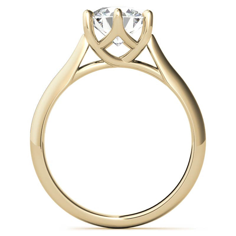 Round Brilliant Moissanite 6-Prong Trellis Solitaire Ring