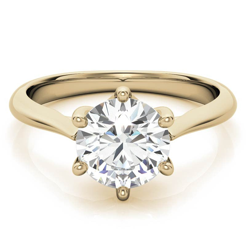 Round Brilliant Moissanite 6-Prong Trellis Solitaire Ring