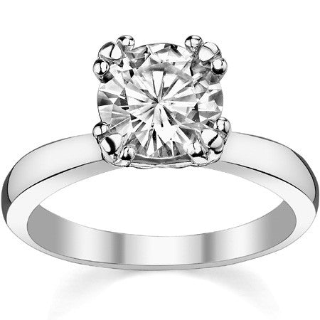 Round Brilliant Moissanite Fishtail Prong Solitaire Ring