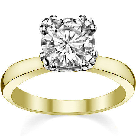 Round Brilliant Moissanite Fishtail Prong Solitaire Ring