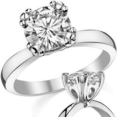 Round Brilliant Moissanite Fishtail Prong Solitaire Ring
