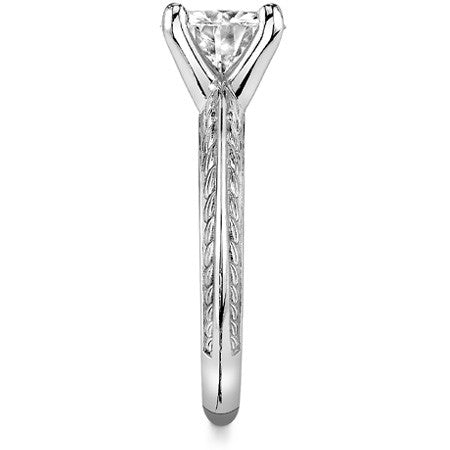 Round Knife Edge Floral Leaf Solitaire Ring