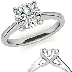 Round Brilliant Moissanite Cathedral Solitaire Ring