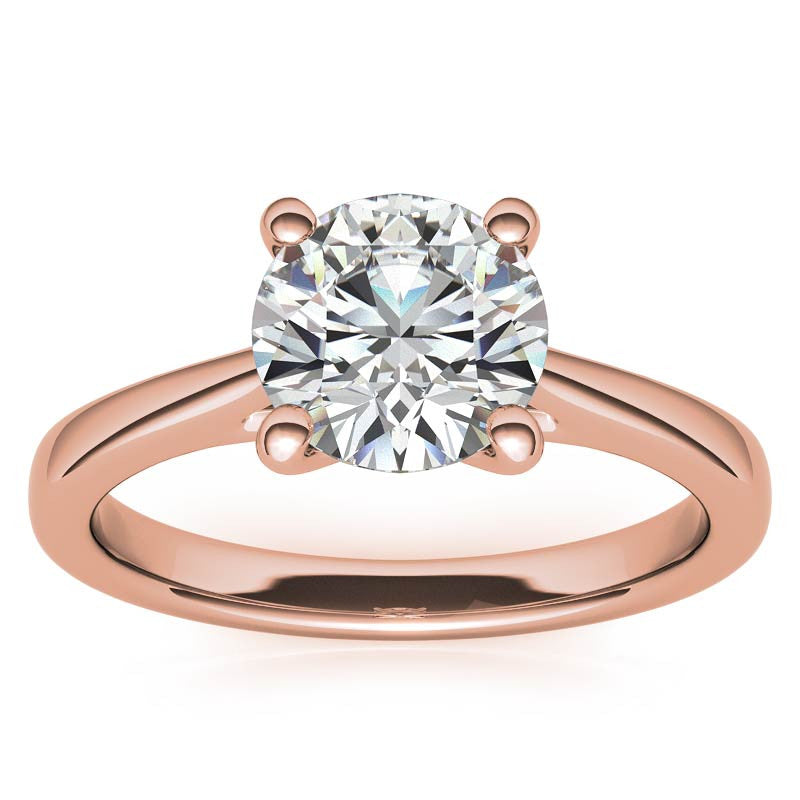 Round Brilliant Moissanite Cathedral Solitaire Ring