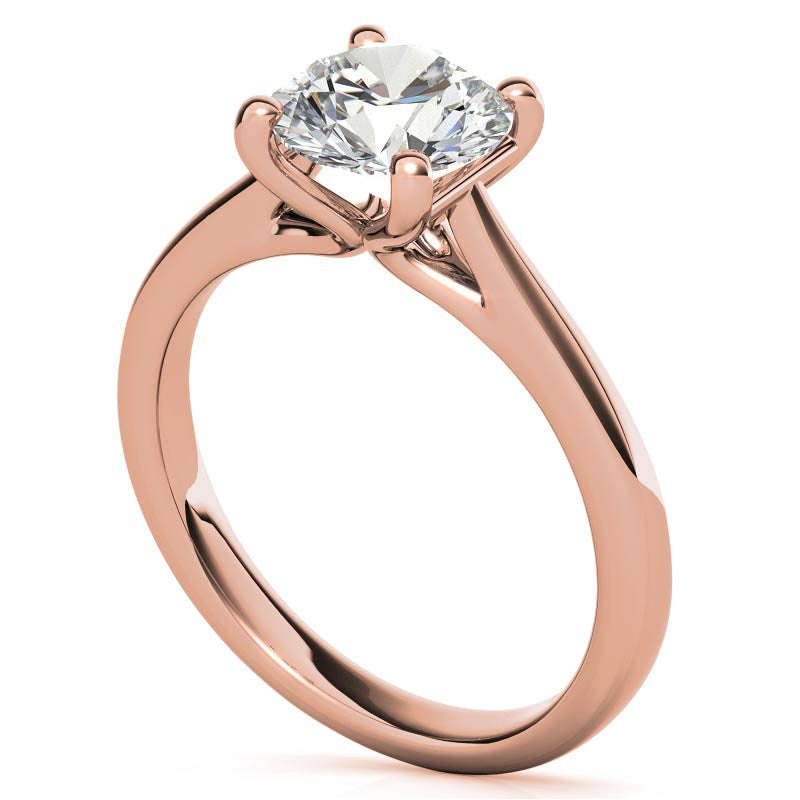 Round Brilliant Moissanite Cathedral Solitaire Ring