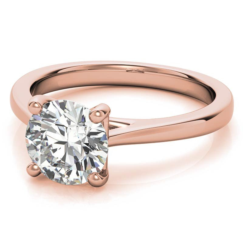 Round Brilliant Moissanite Cathedral Solitaire Ring