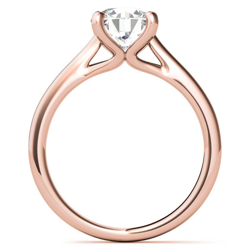 Round Brilliant Moissanite Cathedral Solitaire Ring