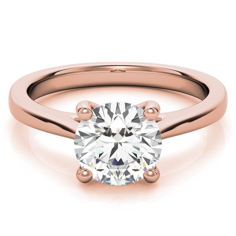 Round Brilliant Moissanite Cathedral Solitaire Ring