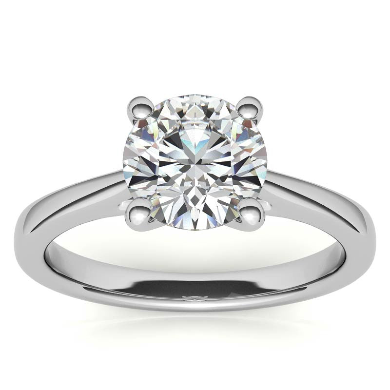 Round Brilliant Moissanite Cathedral Solitaire Ring
