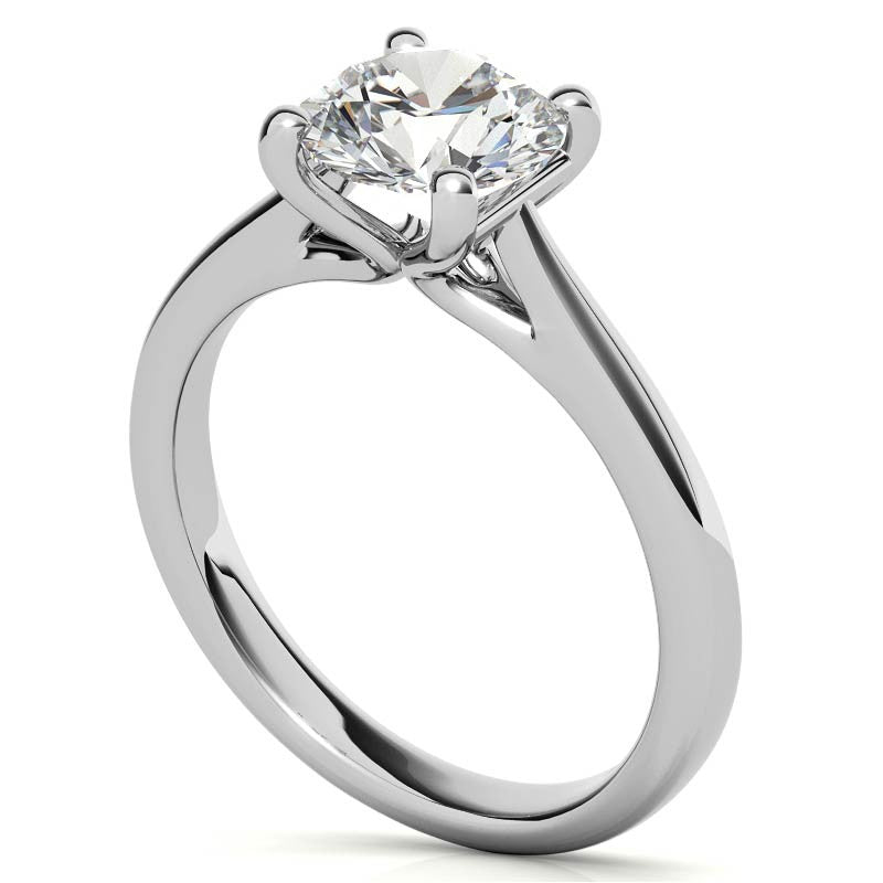 Round Brilliant Moissanite Cathedral Solitaire Ring