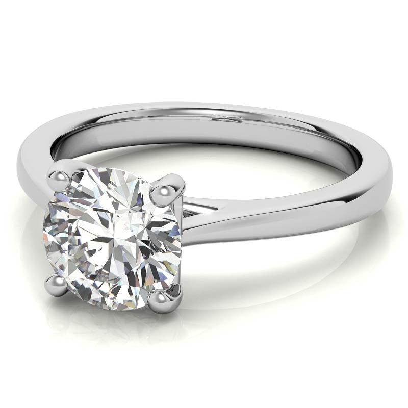 Round Brilliant Moissanite Cathedral Solitaire Ring