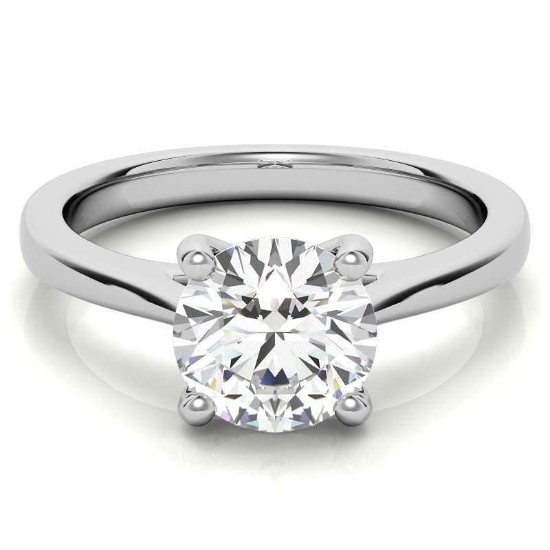Round Brilliant Moissanite Cathedral Solitaire Ring