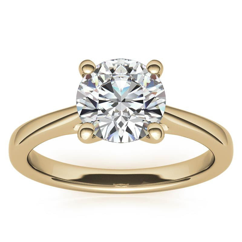 Round Brilliant Moissanite Cathedral Solitaire Ring