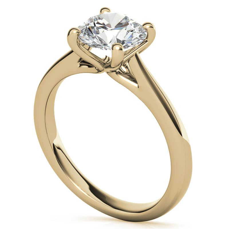 Round Brilliant Moissanite Cathedral Solitaire Ring