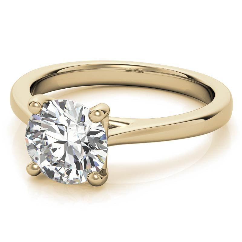 Round Brilliant Moissanite Cathedral Solitaire Ring