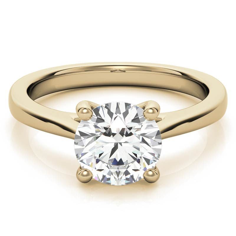 Round Brilliant Moissanite Cathedral Solitaire Ring