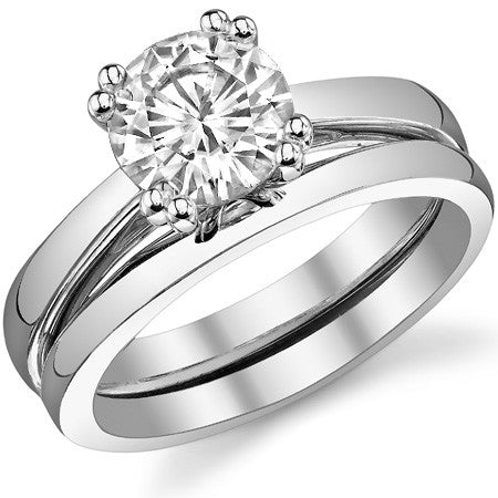 Round Double Prong Cathedral Solitaire Ring
