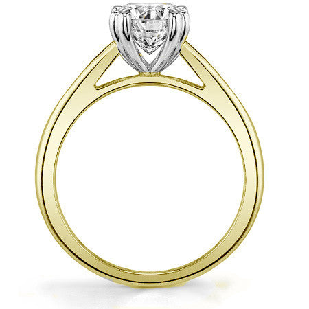 Round Double Prong Cathedral Solitaire Ring