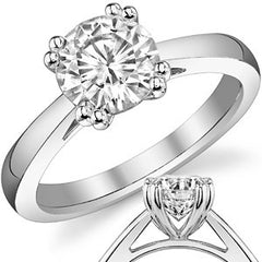 Round Double Prong Cathedral Solitaire Ring