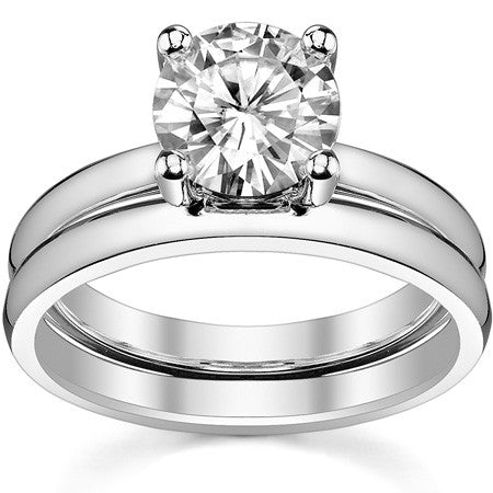 Round Brilliant Moissanite 4-Prong Basket Solitaire Ring