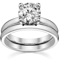 Round Brilliant Moissanite 4-Prong Basket Solitaire Ring