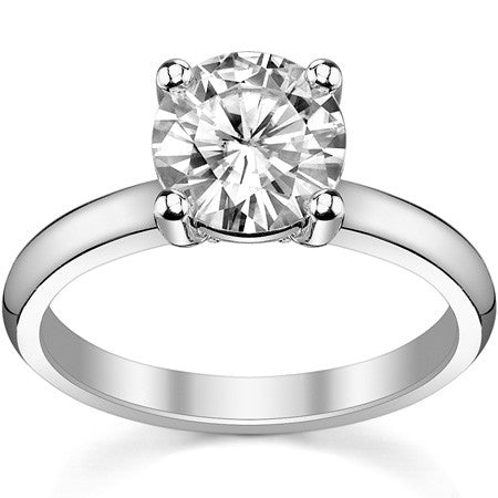 Round Brilliant Moissanite 4-Prong Basket Solitaire Ring