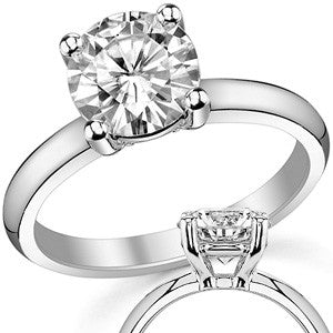 Round Brilliant Moissanite 4-Prong Basket Solitaire Ring